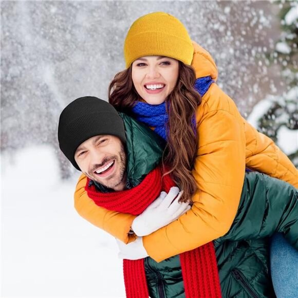 3 Pack Unisex Winter Skull Cap Beanies Knitted Cuff Hats for Men Women - Picture 5 of 7